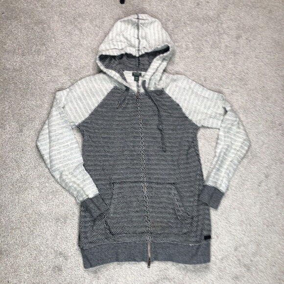 Roots Canada Sweatshirt Sz M Full Zip Hooded Colorblock Black Grey - Picture 1 of 11